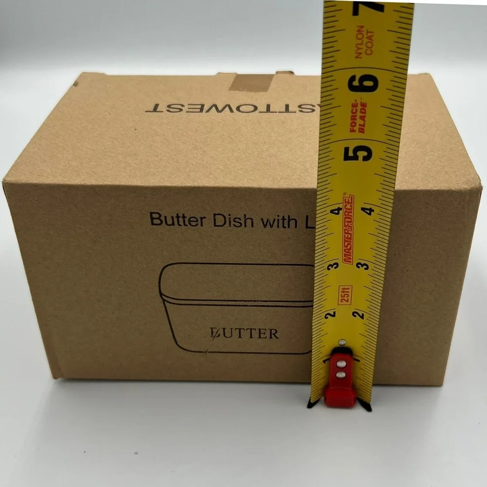 Hasense Butter Dish with Lid and Knife Black Ceramic Modern Farmhouse Brand New